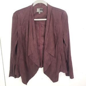 Kut From The Kloth Jacket Womens M Suede Soft Unlined Burgundy Draped Front